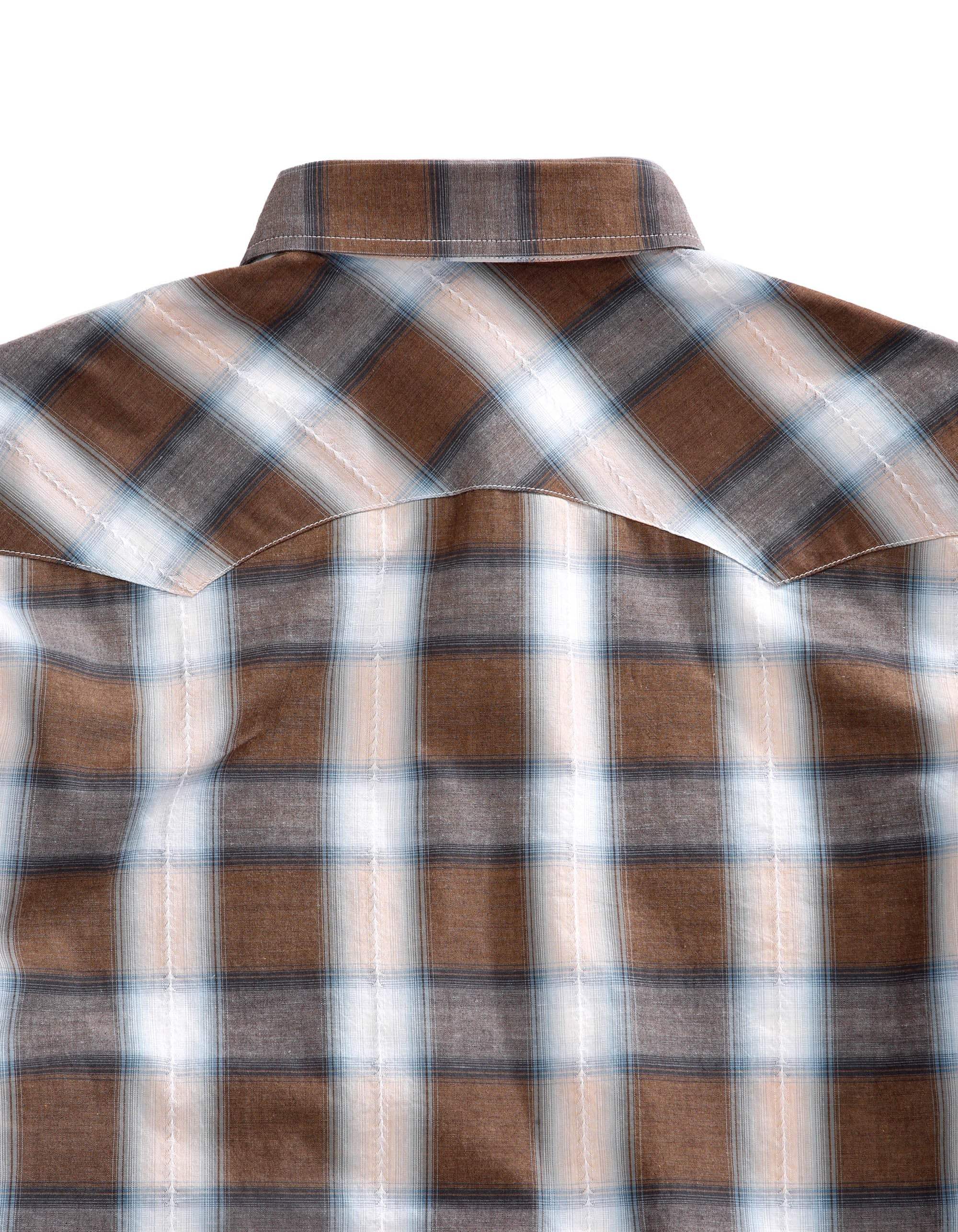 Tin Haul MENS SHORT SLEEVE SNAP SADDLE DOBBY PLAID WESTERN SHIRT - Tin Haul - Flyclothing LLC