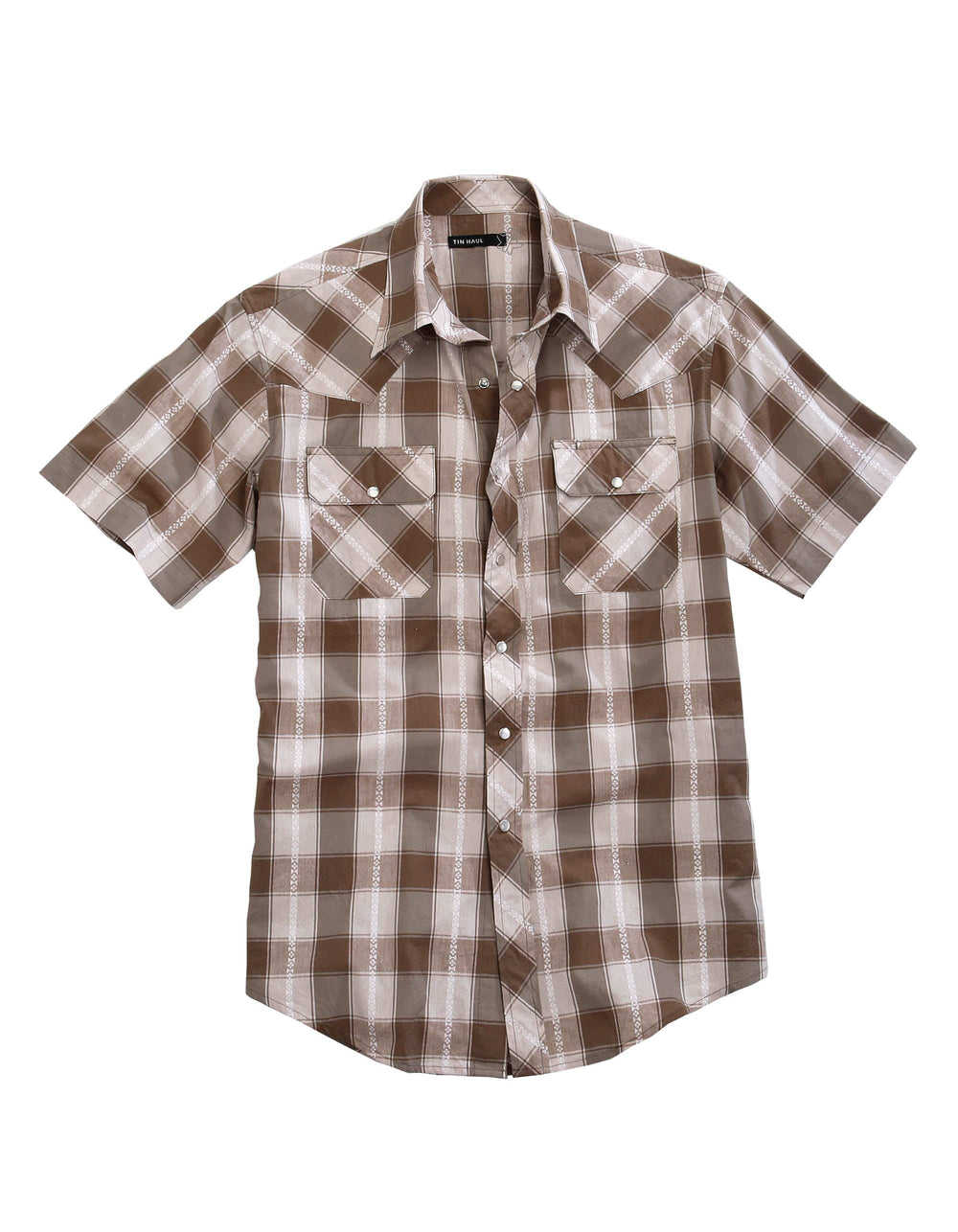 Tin Haul MENS SHORT SLEEVE SNAP BUFFALO DOBBY WESTERN SHIRT - Tin Haul