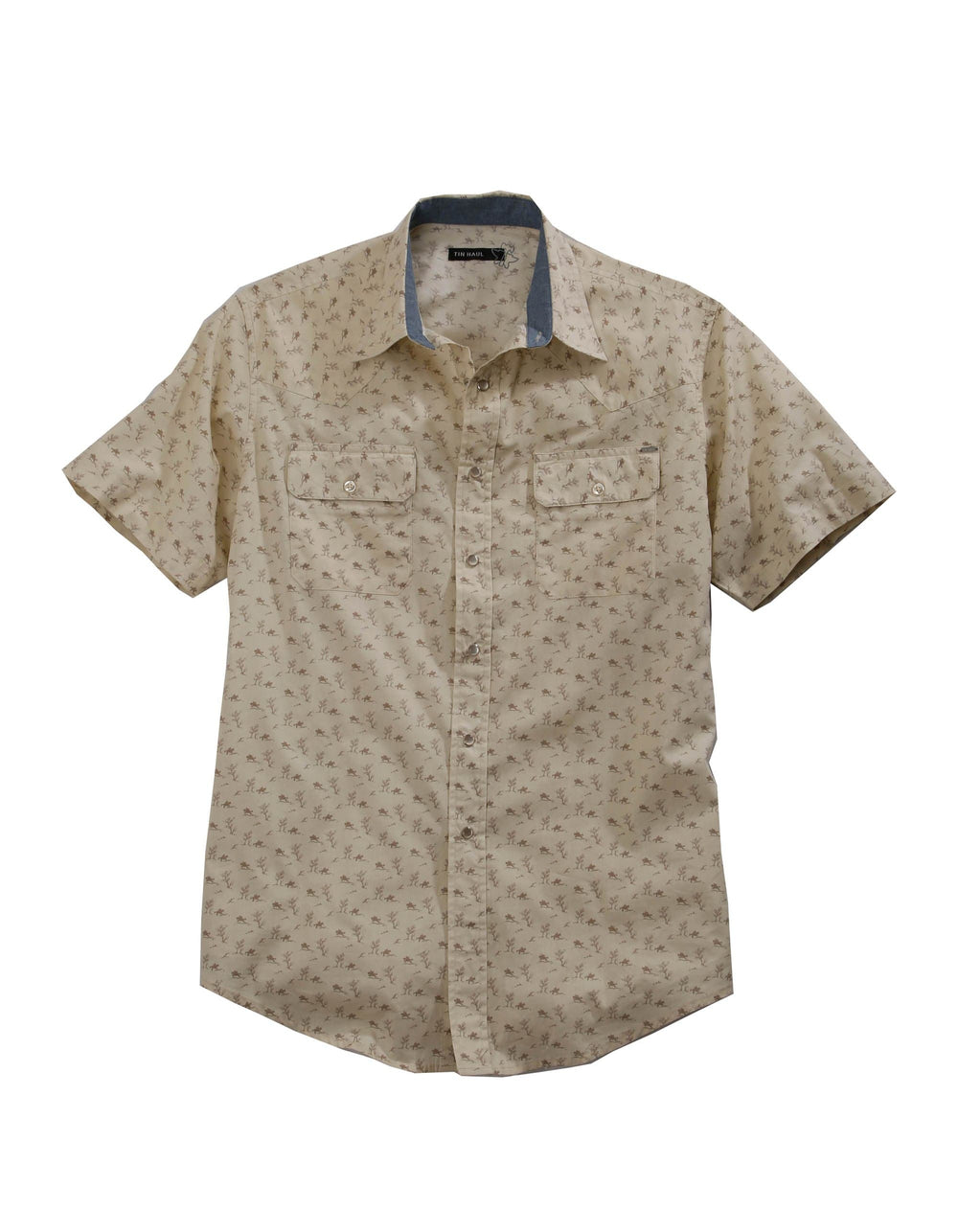 Tin Haul MENS VINTAGE RIDER PRINT SHORT SLEEVE WESTERN SNAP SHIRT