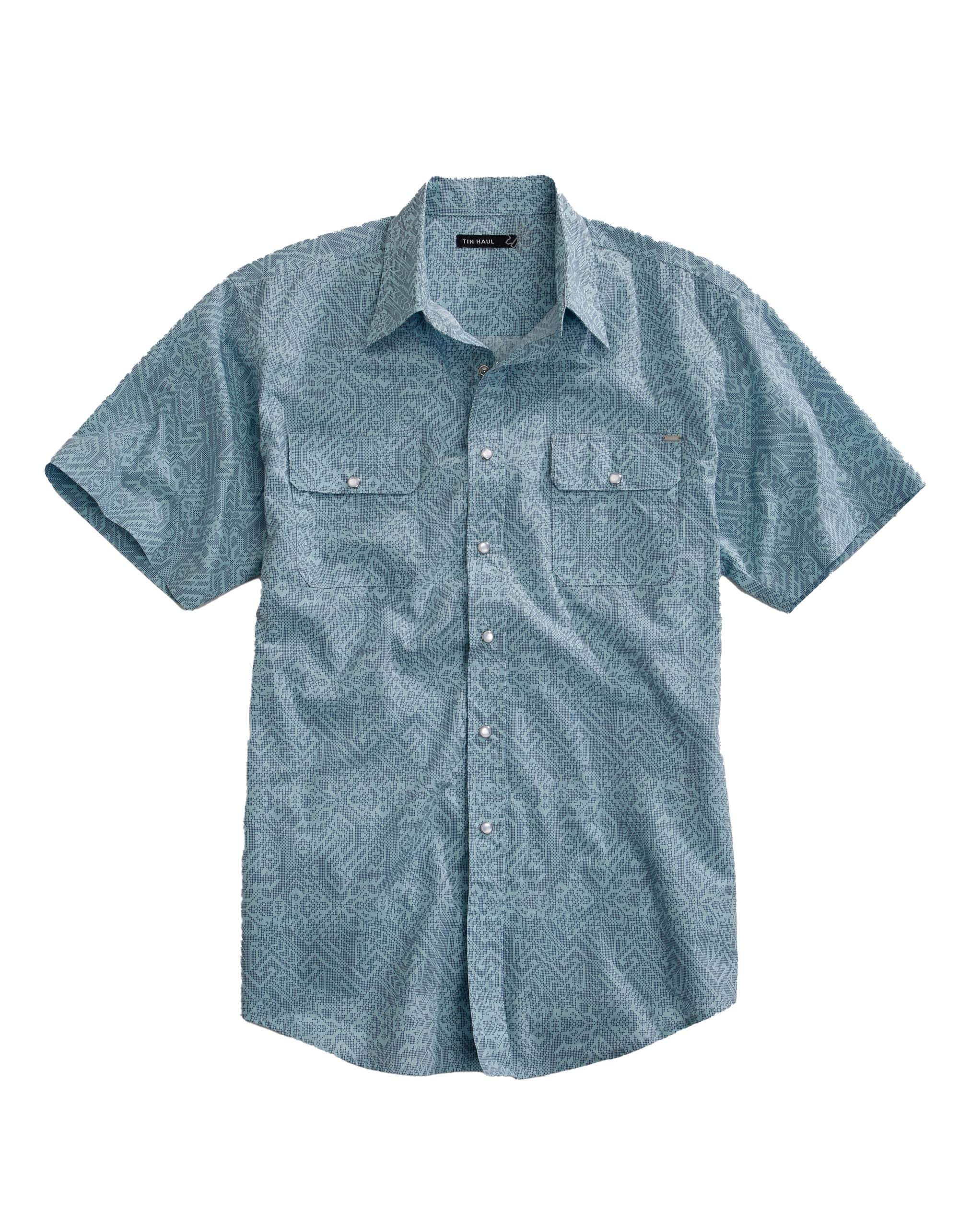 Tin Haul MENS SHORT SLEEVE SNAP DOT MATRIX AZTEC PRINT WESTERN SHIRT - Tin Haul - Flyclothing LLC
