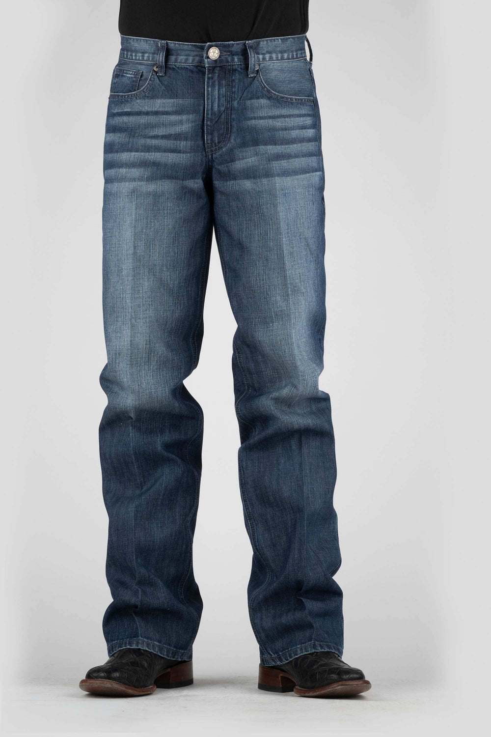 Tin Haul MENS BLUE AND GREY V DECO BACK PKT JEANS - Tin Haul - Flyclothing LLC