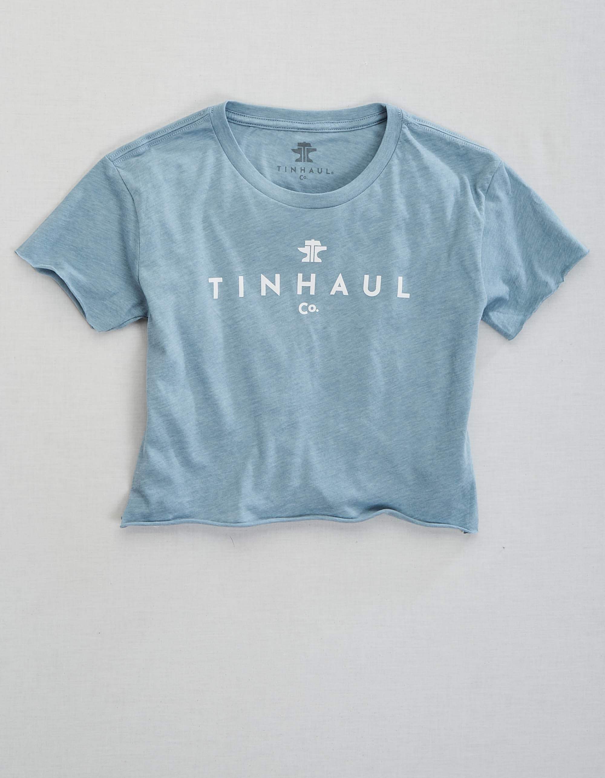 Tin Haul WOMENS LONG SLEEVE KNIT TIN HAUL LOGO CROP TOP SCREEN PRINT SHIRT - Tin Haul - Flyclothing LLC