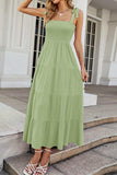 Tie-Shoulder Smocked Tiered Dress - Trendsi - Flyclothing LLC