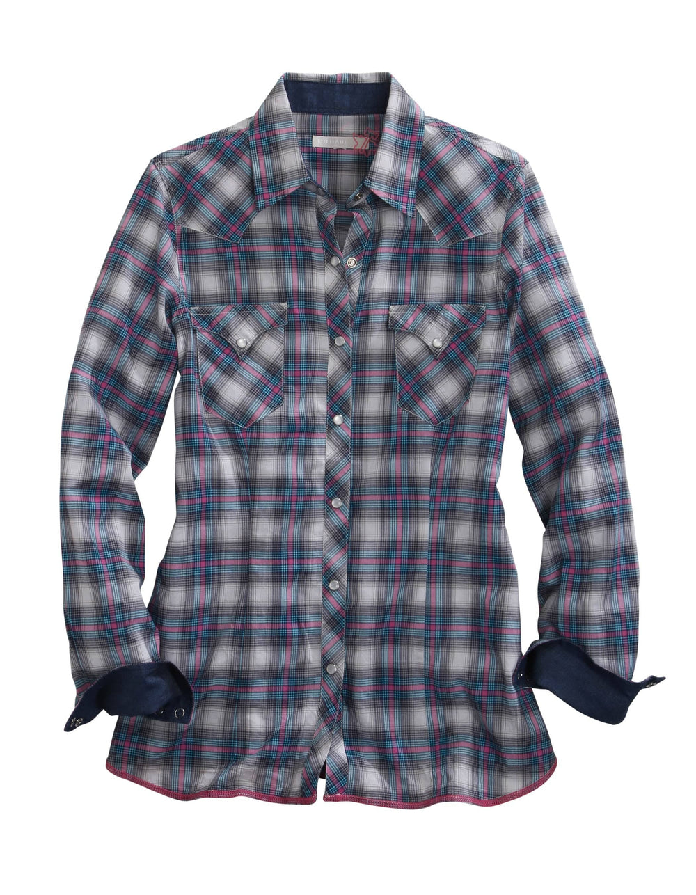 Tin Haul WOMENS STAR OMBRE PLAID LONG SLEEVE SNAP SHIRT