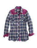 Tin Haul WOMENS STAR OMBRE PLAID LONG SLEEVE WESTERN SNAP SHIRT