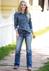 Tin Haul WOMENS LONG SLEEVE SNAP LUCKY PAISLEY PRINT WESTERN SHIRT - Tin Haul - Flyclothing LLC