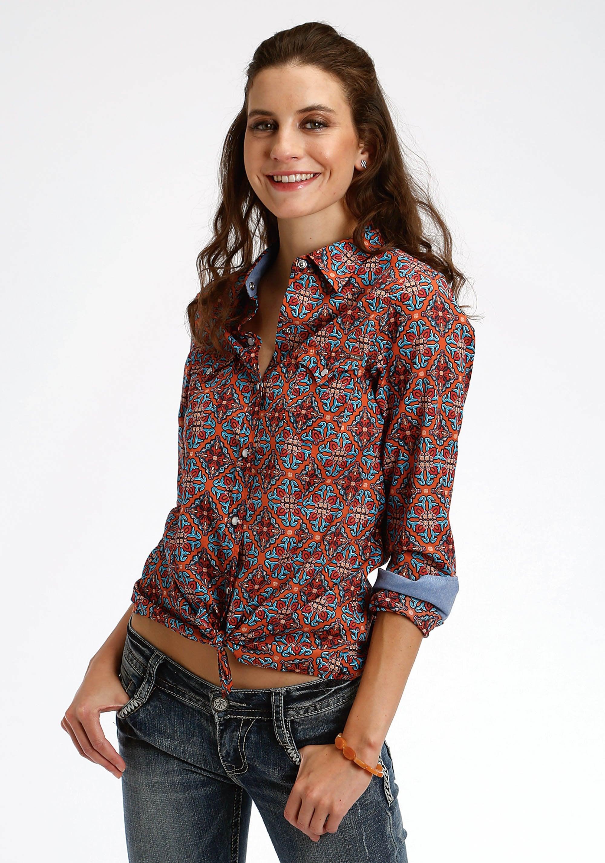 Tin Haul Womens Long Sleeve Western Snap Shirt - Flyclothing LLC