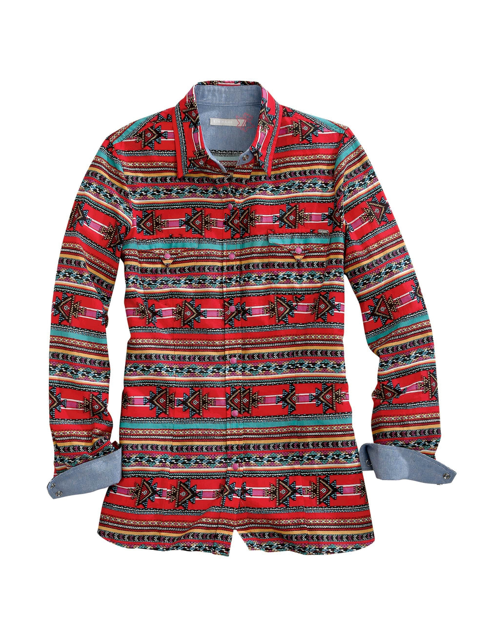Tin Haul WOMENS DASH AZTEC PRINT LONG SLEEVE SNAP SHIRT