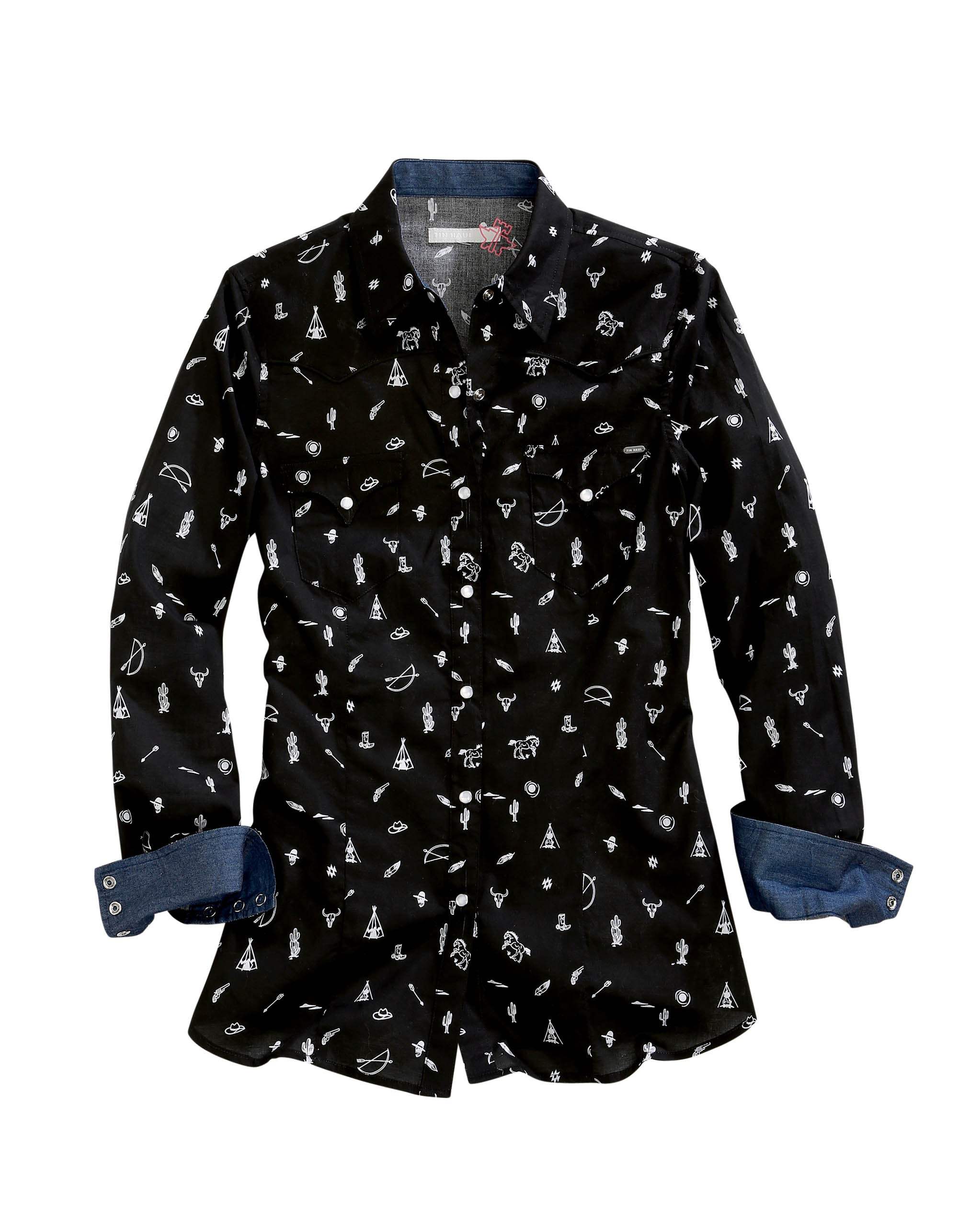 Tin Haul WOMENS WESTERN DITSY LONG SLEEVE SNAP SHIRT - Tin Haul - Flyclothing LLC