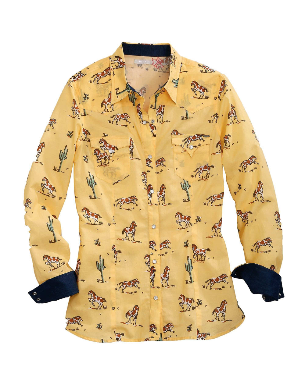Tin Haul WOMENS LONG SLEEVE SNAP PAINT PONY PRINT WESTERN SHIRT - Tin Haul - Flyclothing LLC