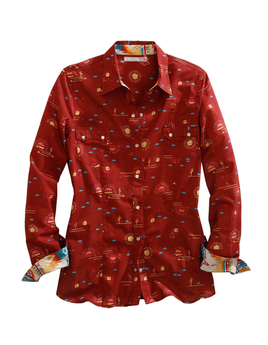 Tin Haul WOMENS LONG SLEEVE SNAP SANTA FE SUN WESTERN SHIRT - Tin Haul - Flyclothing LLC