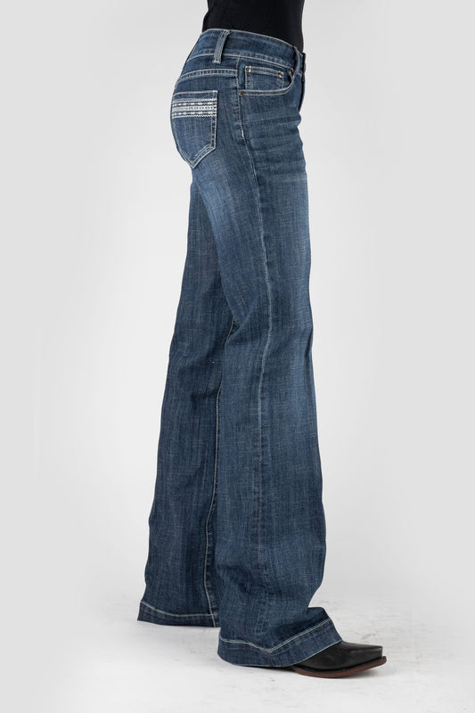 Tin Haul WOMENS CREAM DECO EMBROIDERY BACK POCKET JEANS