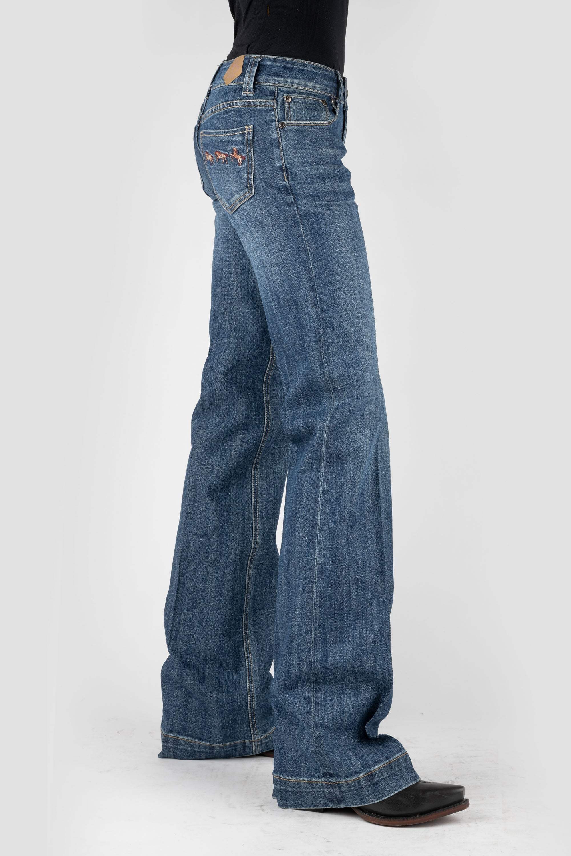 Tin Haul WOMENS 3 HORSES EMBROIDERY ON BACK POCKET JEANS - Tin Haul - Flyclothing LLC