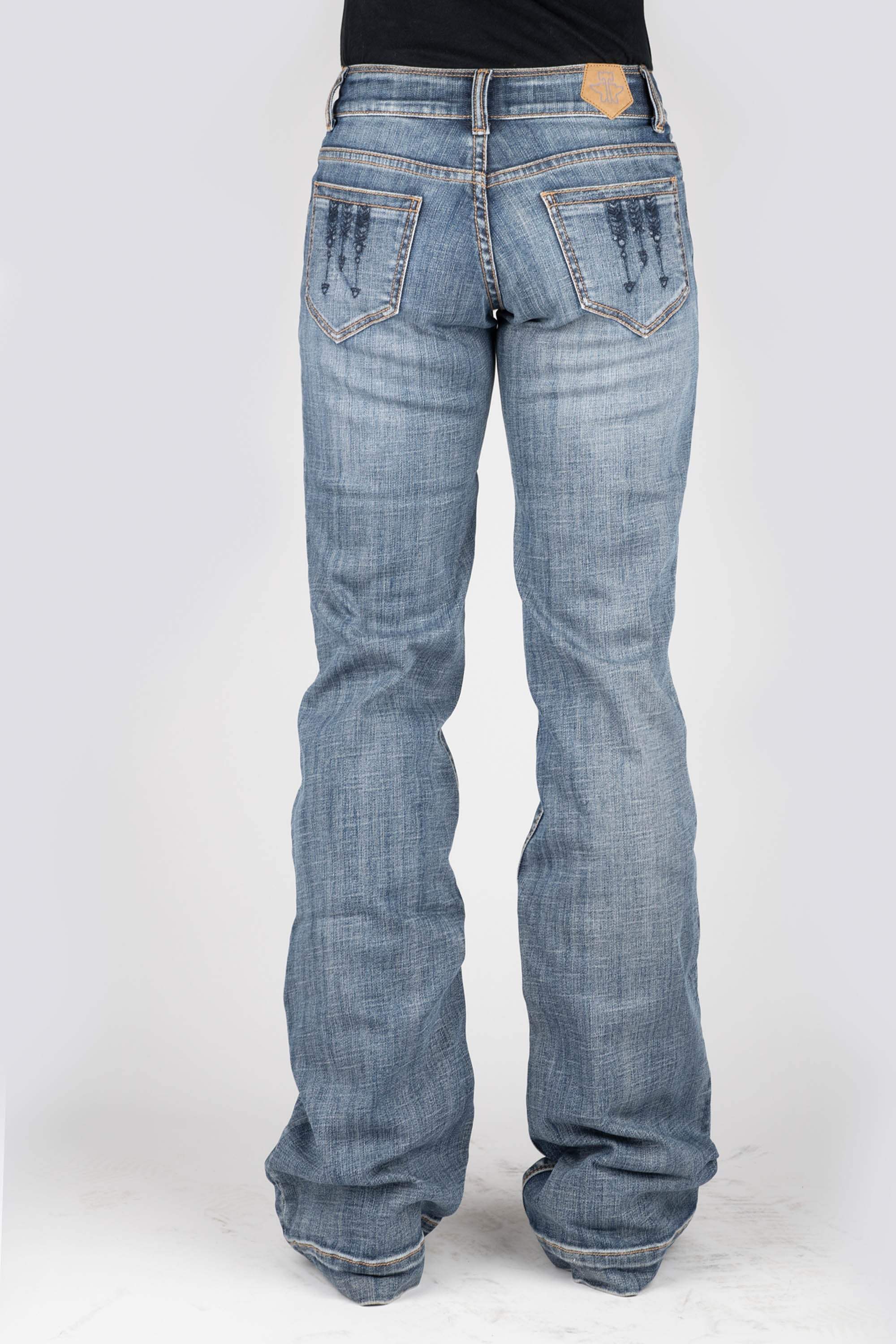 Tin Haul WOMENS BLUE EMBROIDERY BACK POCKET JEANS - Tin Haul - Flyclothing LLC