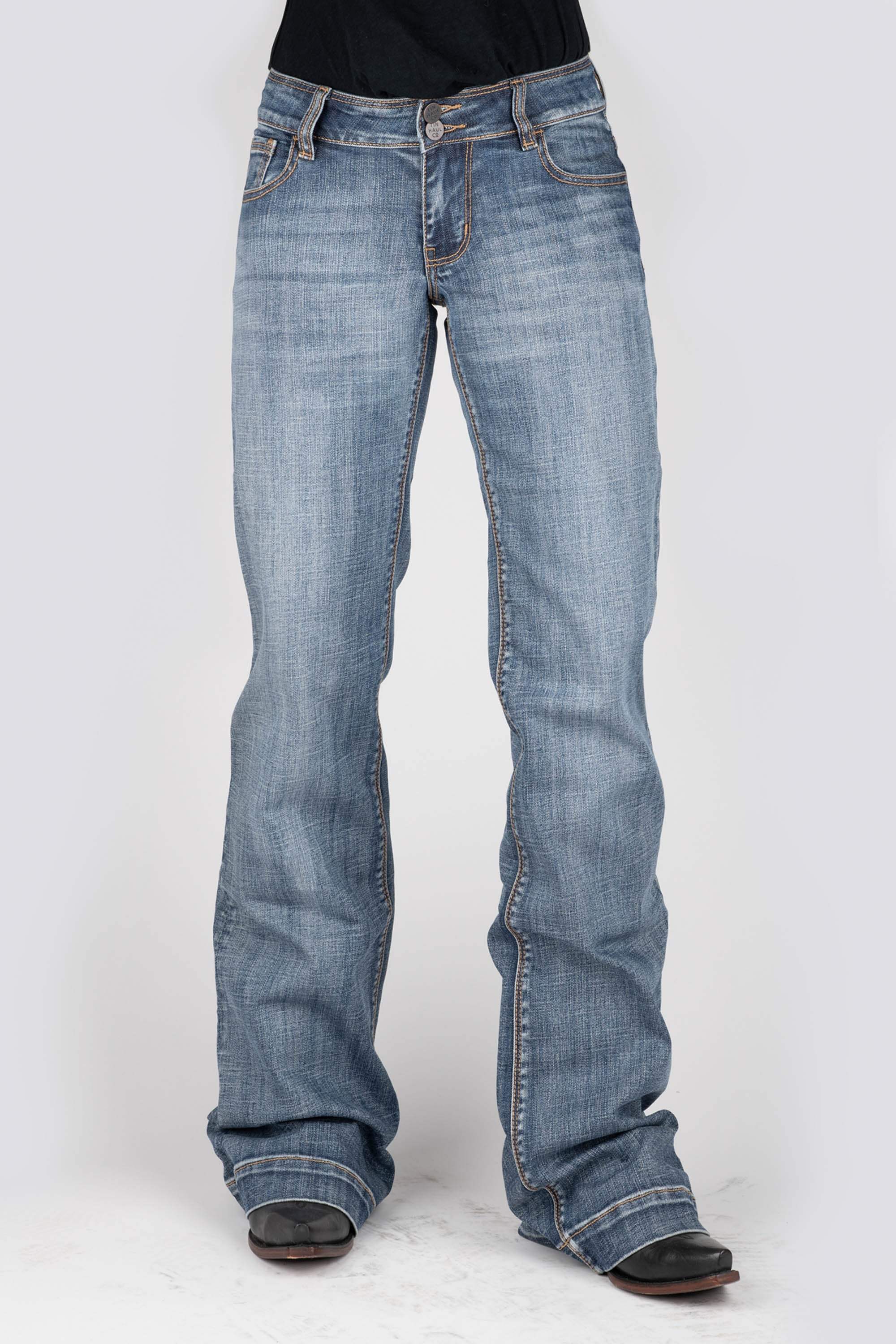 Tin Haul WOMENS BLUE EMBROIDERY BACK POCKET JEANS - Tin Haul - Flyclothing LLC