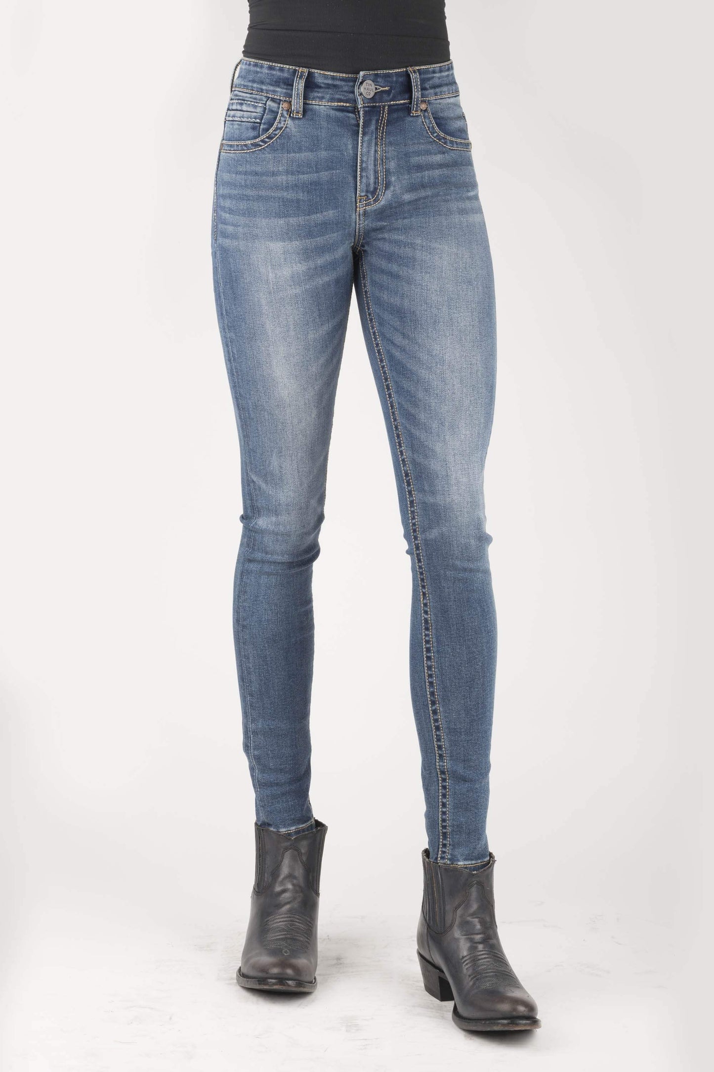 Tin Haul WOMENS PIECED BACK POCKET HIGH RISE SKINNY JEANS - Tin Haul - Flyclothing LLC