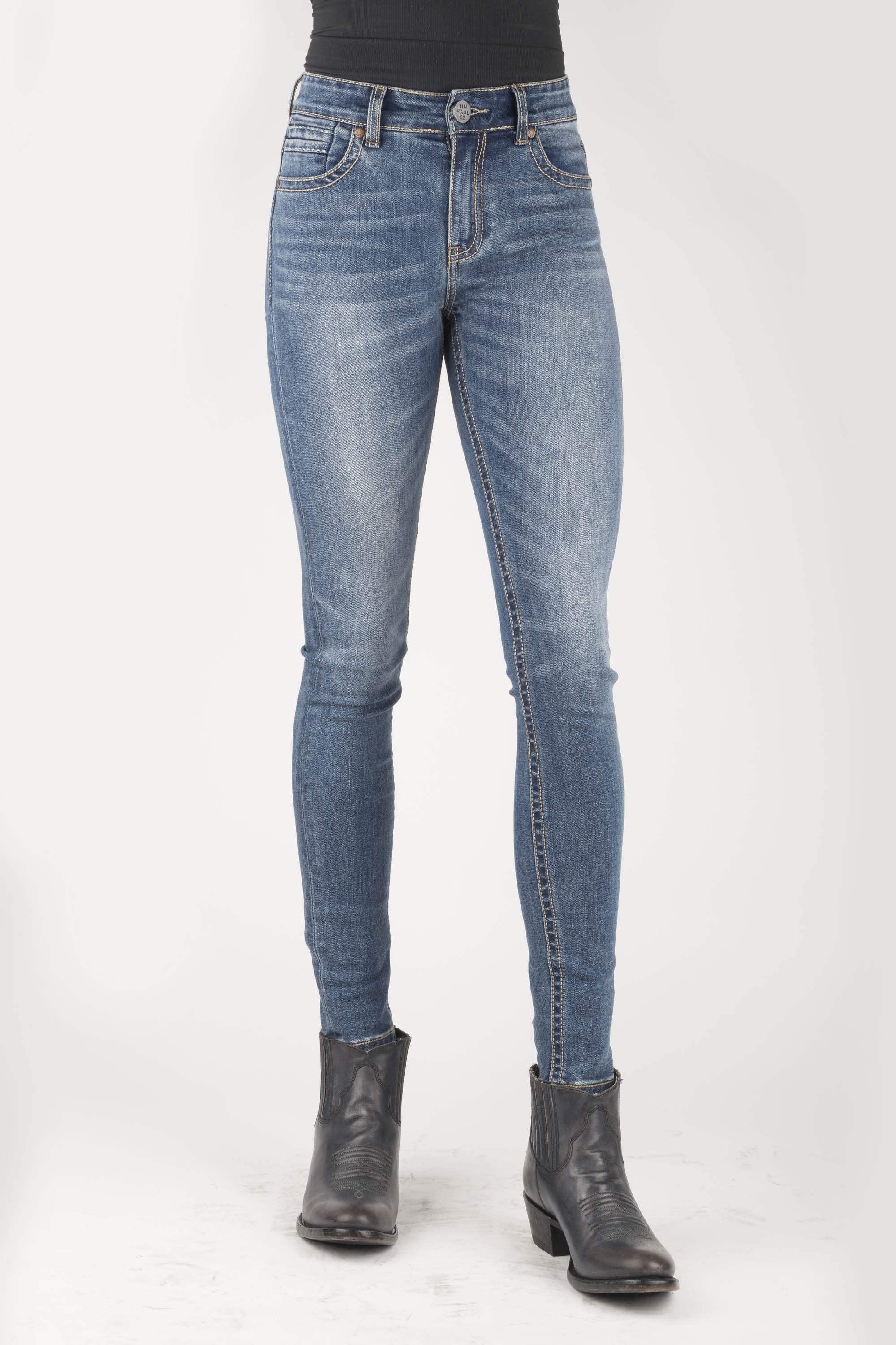 Tin Haul WOMENS PIECED BACK POCKET HIGH RISE SKINNY JEANS - Tin Haul - Flyclothing LLC