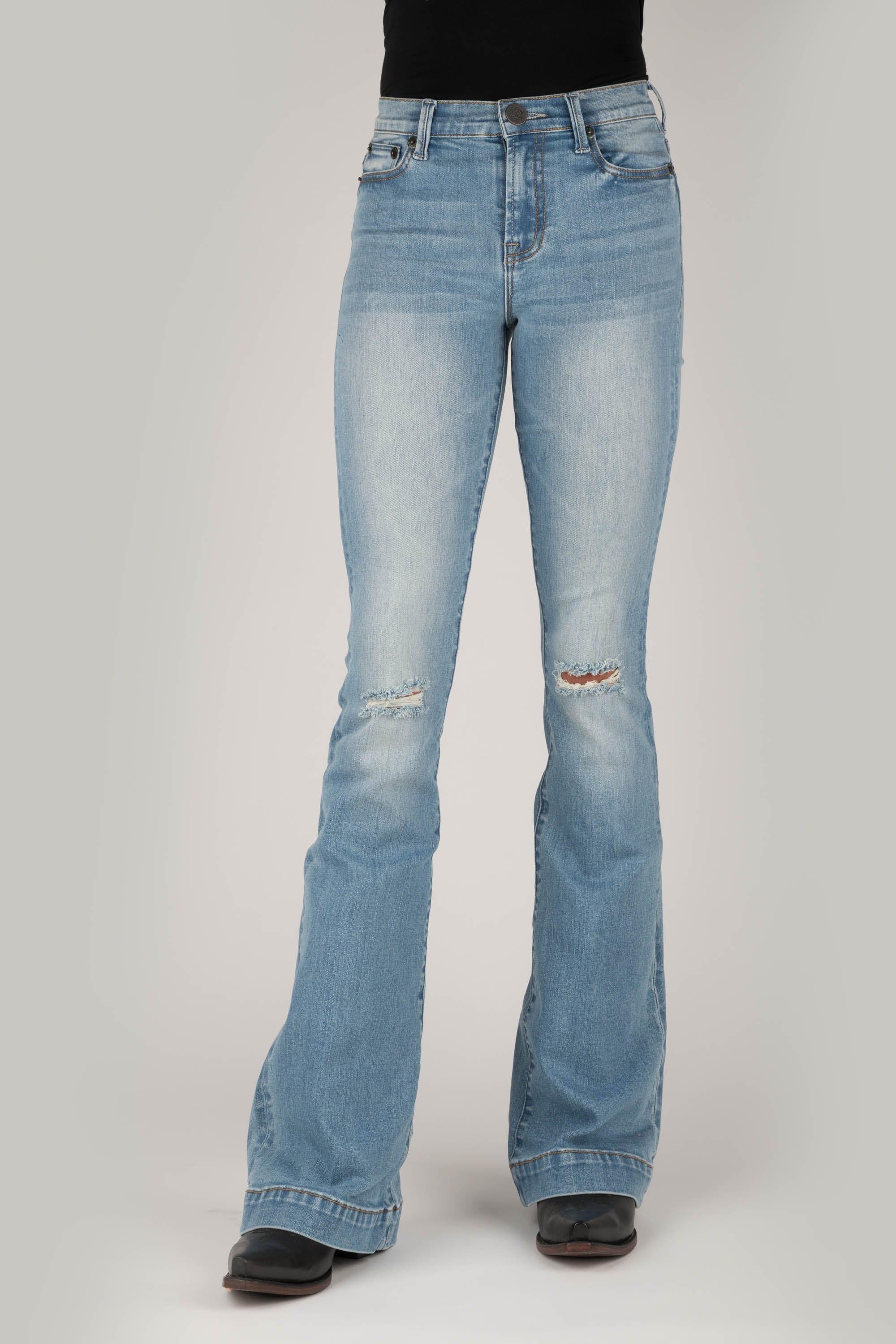 Tin Haul WOMENS HEAVY DESTRUCTION HIGH RISE FLARE JEANS