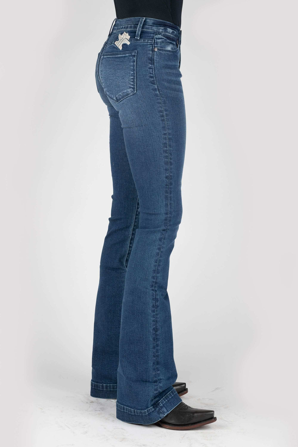 Tin Haul WOMENS TIN HAUL LOGO EMBROIDERY ABOVE BACK POCKET JEANS - Tin Haul - Flyclothing LLC