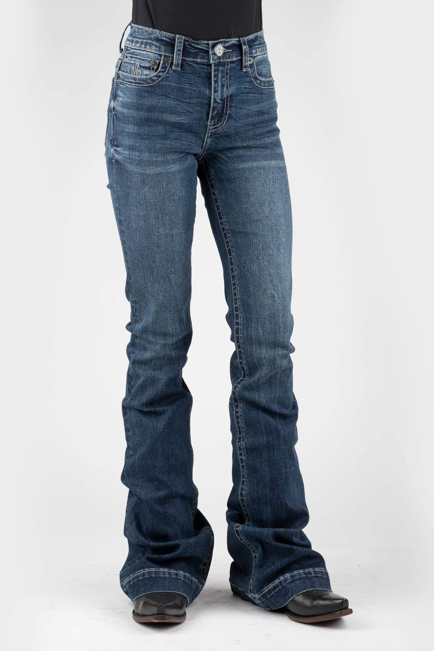 Tin Haul WOMENS HALF MOON PIECED BACK POCKET DECO JEANS - Tin Haul - Flyclothing LLC