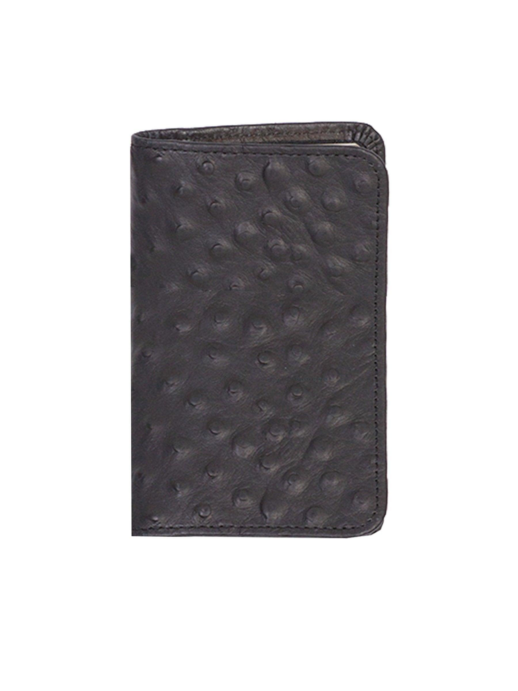 Scully Leather Black Ostrich Leather Personal Phone/Address - Scully Leather