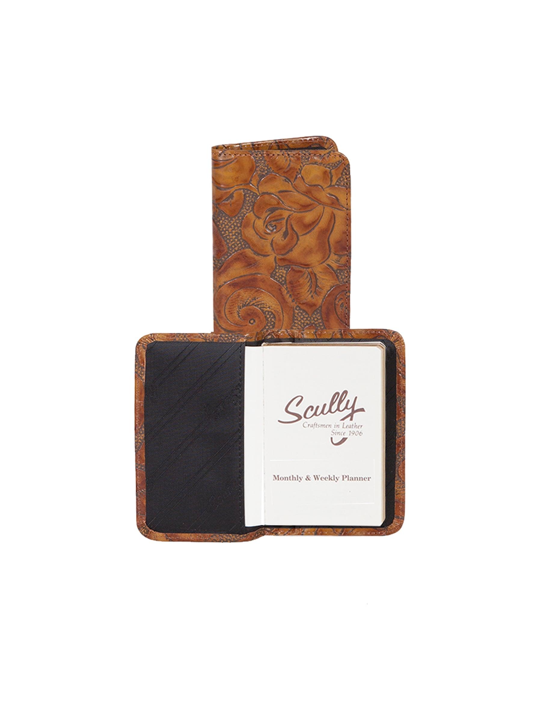 Scully Leather Chocolate New Tooled Leather Personal Weekly Planner - Flyclothing LLC