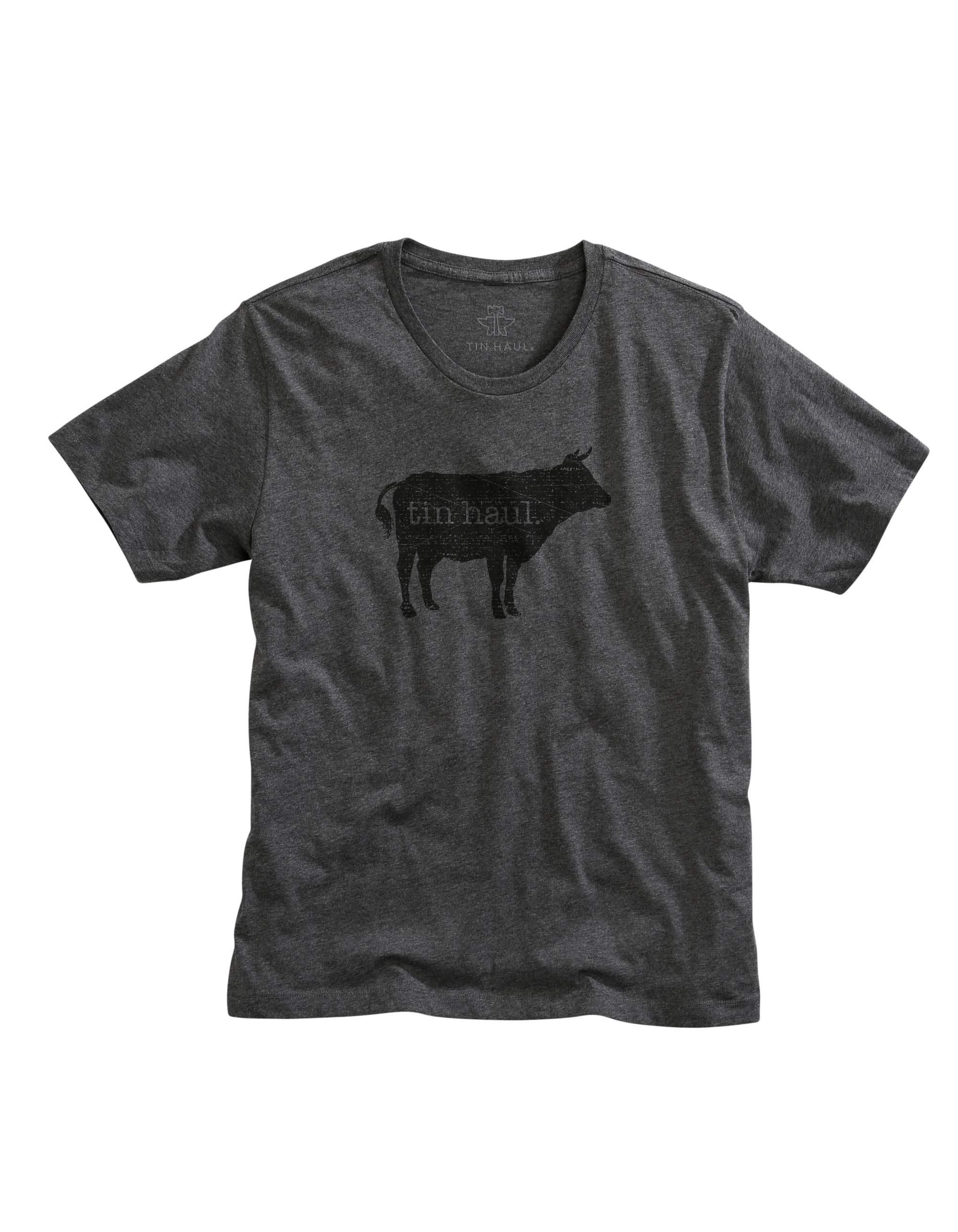Tin Haul MENS TIN HAUL BEEF SCREEN PRINT DARK HEATHER GREY SHORT SLEEVE T-SHIRT - Tin Haul - Flyclothing LLC