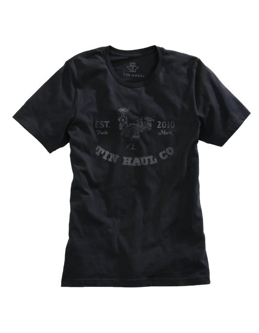 Tin Haul MENS COCK-A-DOODLE-DO ROOSTER  BLACK SHORT SLEEVE T-SHIRT