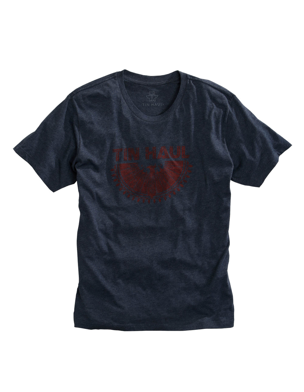Tin Haul MENS AZTEC EAGLE SCREEN PRINT NAVY HEATHER SHORT SLEEVE T-SHIRT