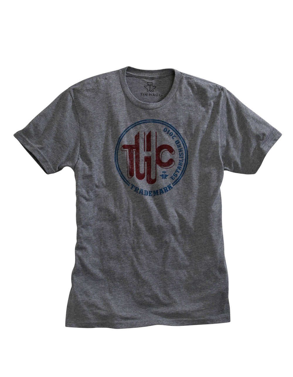 Tin Haul MENS THC LETTERS SCREEN PRINT HEATHER GREY SHORT SLEEVE T-SHIRT