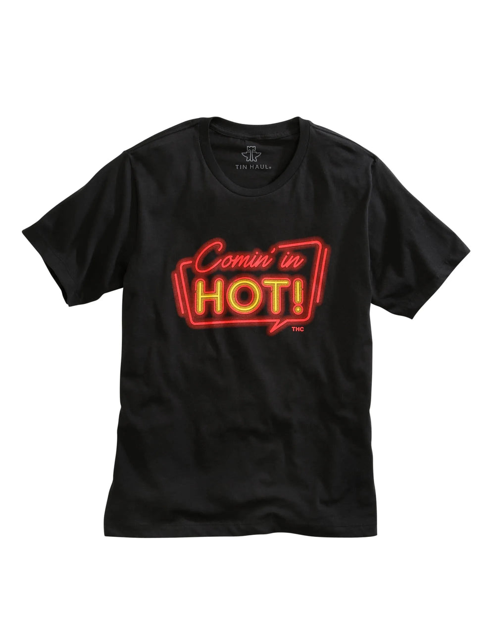 Tin Haul MENS COMIN HOT SCREEN PRINT BLACK SHORT SLEEVE T-SHIRT - Tin Haul