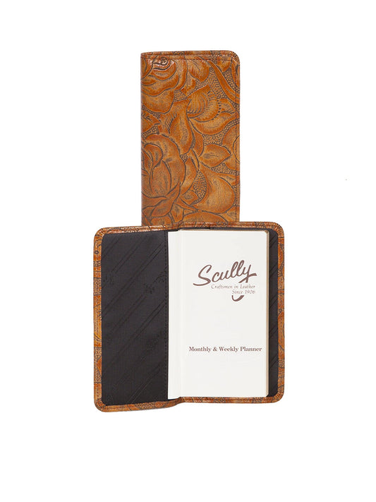 Scully Leather Brown New Tooled Leather Pocket Weekly Planner - Scully Leather