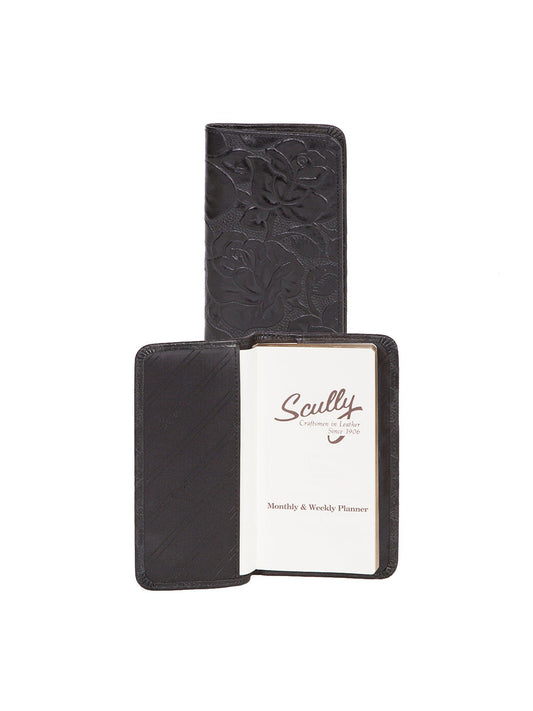 Scully Leather Black New Tooled Leather Pocket Weekly Planner - Scully Leather