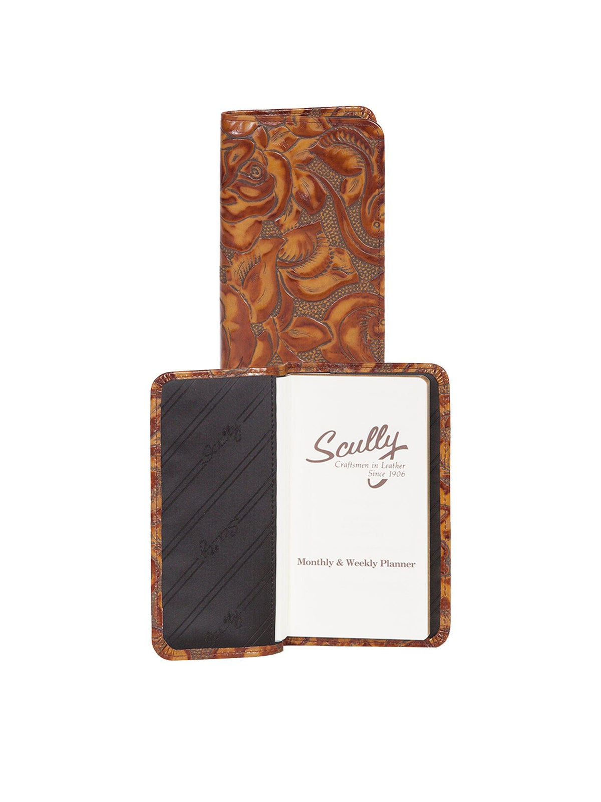 Scully Leather Chocolate New Tooled Leather Pocket Weekly Planner - Flyclothing LLC