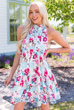 Floral Mock Neck Sleeveless Tiered Dress - Trendsi - Flyclothing LLC