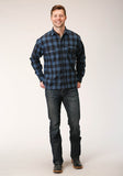 Tin Haul MENS SNAP BLUE PLAID WOOL BLEND SHIRT JACKET - Flyclothing LLC