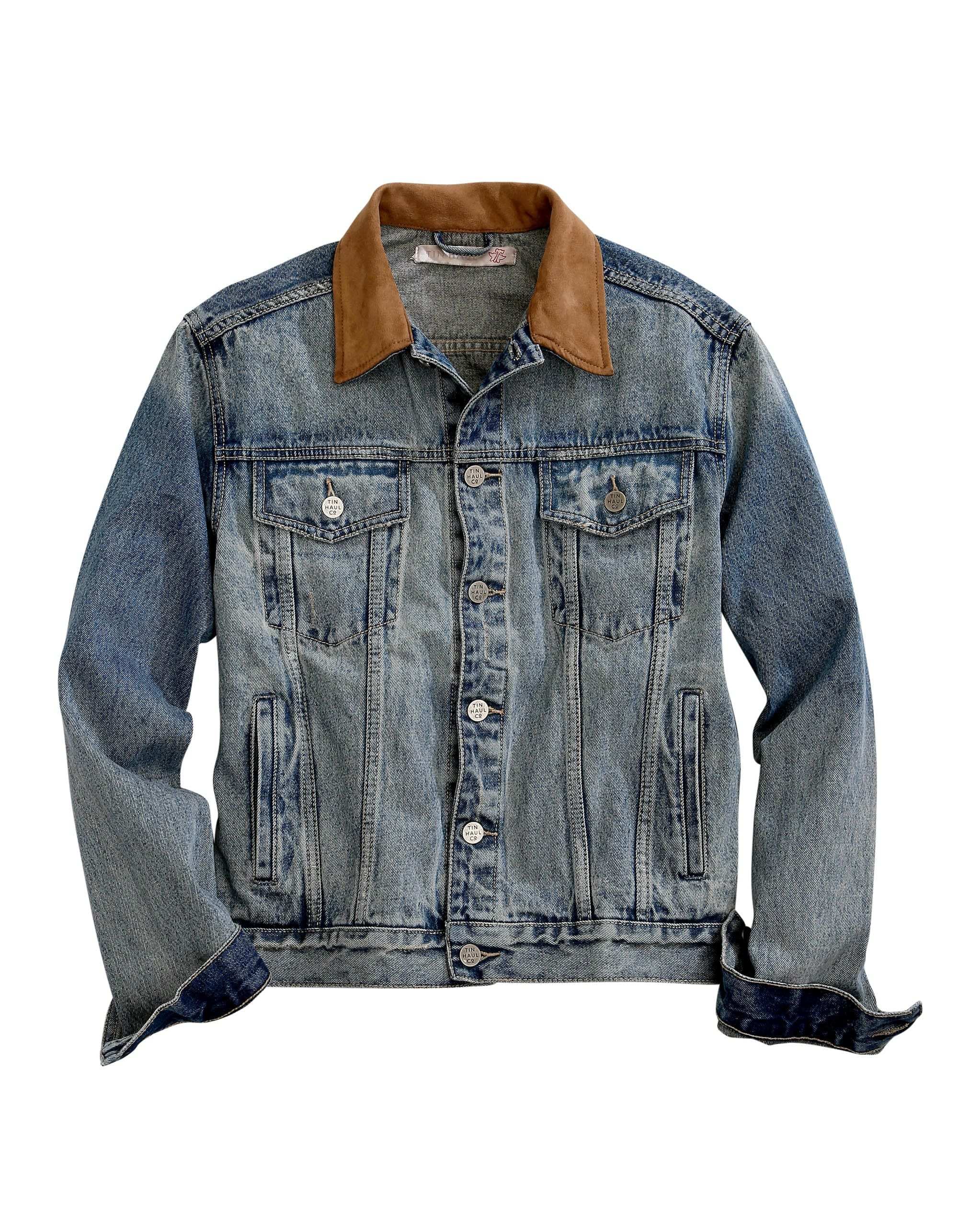 Tin Haul MENS SUEDE COLLAR BLUE DENIM JACKET - Tin Haul - Flyclothing LLC