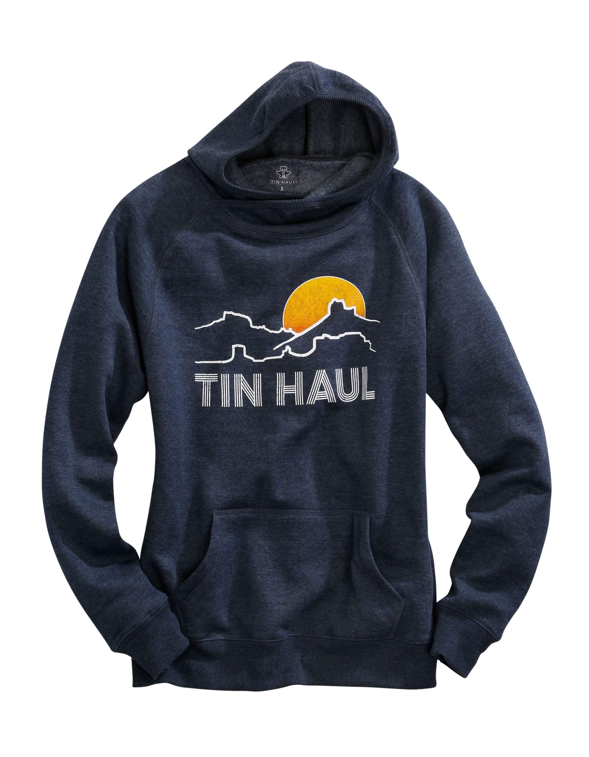 Tin Haul WOMENS SUNSET MOUNTAIN SCREEN PRINT HOODIE NAVY SWEATSHIRT - Tin Haul - Flyclothing LLC