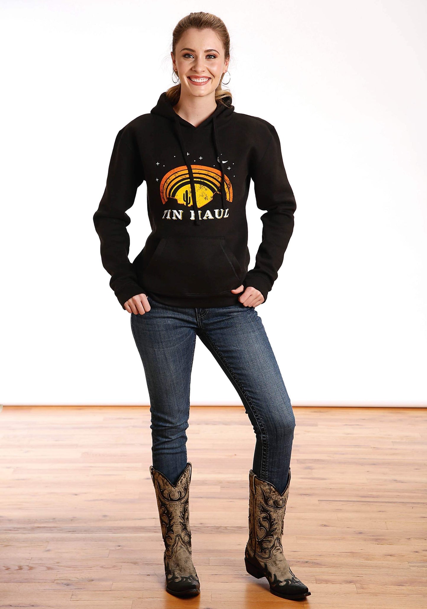 Tin Haul WOMENS TIN HAUL UNDER THE NITE SKY PRINT BLACK SWEATSHIRT - Tin Haul - Flyclothing LLC
