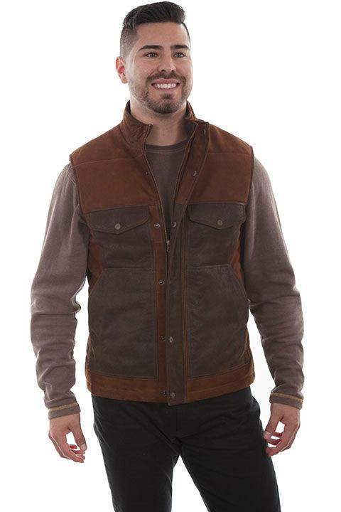 Scully BROWN LAMB SUEDE TWO TONE VEST - Scully Leather - Flyclothing LLC