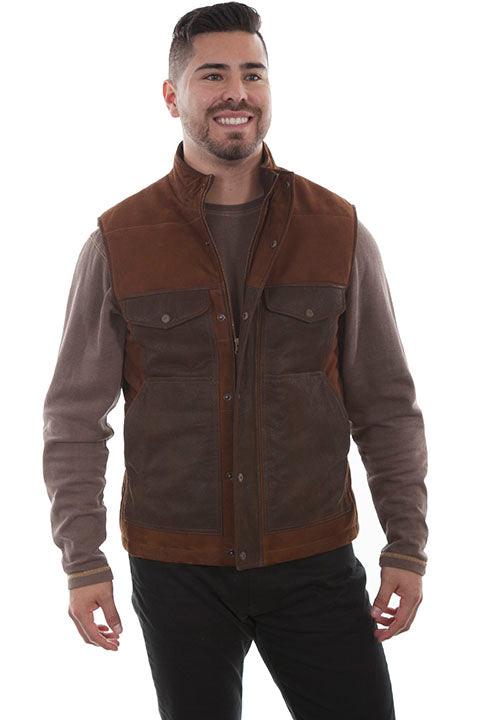 Scully BROWN LAMB SUEDE TWO TONE VEST - Flyclothing LLC
