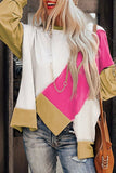 Exposed Seam Patchwork Round Neck Sweatshirt - Trendsi - Flyclothing LLC