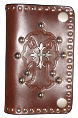 Brown Leather Cross Wallet - Flyclothing LLC