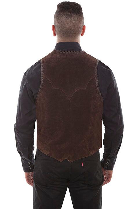 Scully EXPRESSO BOAR SUEDE HAND LACED CONCHO VEST - Flyclothing LLC