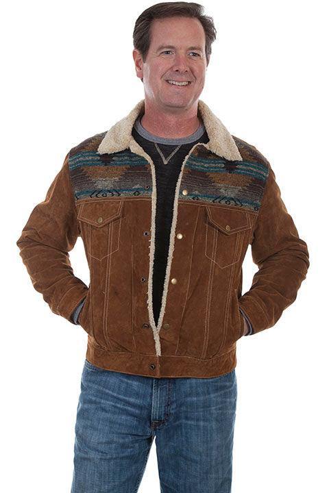Scully CAFE BROWN KNIT INSET JACKET - Scully Leather