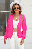 Fringe Trim Open Front Cardigan - Trendsi