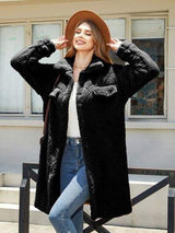 Texture Button Up Dropped Shoulder Coat - Trendsi - Flyclothing LLC