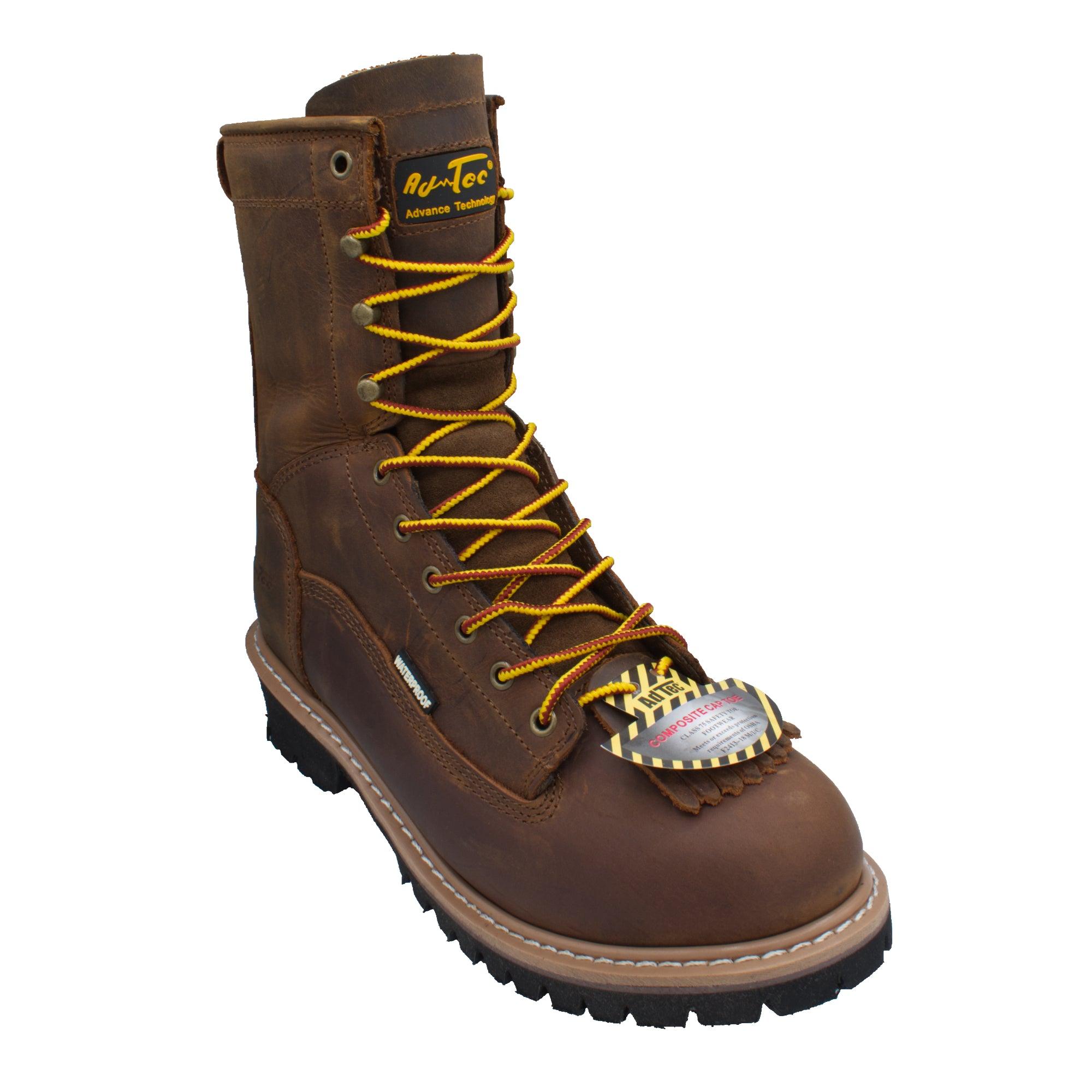 AdTec Men's 8" Composite Toe Waterproof Logger Brown - Flyclothing LLC