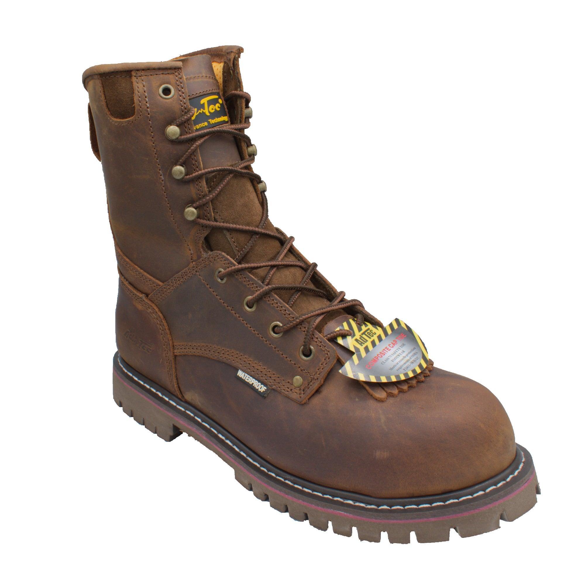 AdTec Men's 8" Composite Toe Waterproof Logger Brown - Flyclothing LLC