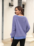 Round Neck Ribbed Trim Sweater - Trendsi